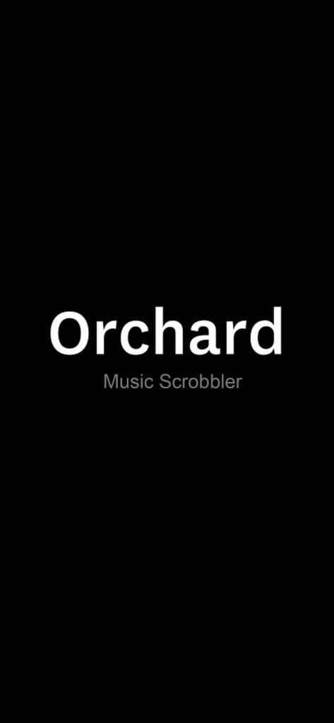 Orchard splash screen — clean black with the Orchard logo